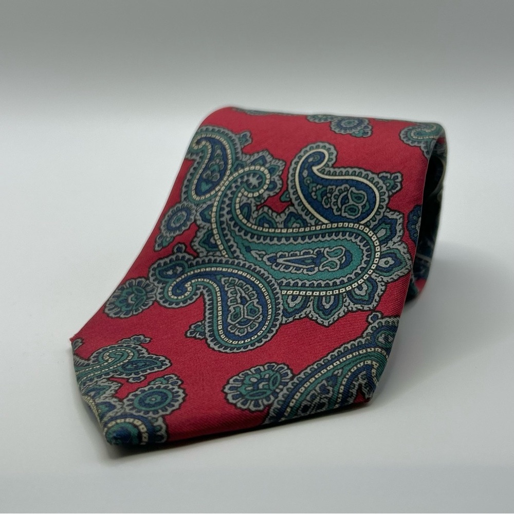 Mario Valentino Red and Green Paisley Tie